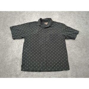 Sette Ponti Button Up Shirt Mens L Geometric Textured Short Sleeve Chest Pocket